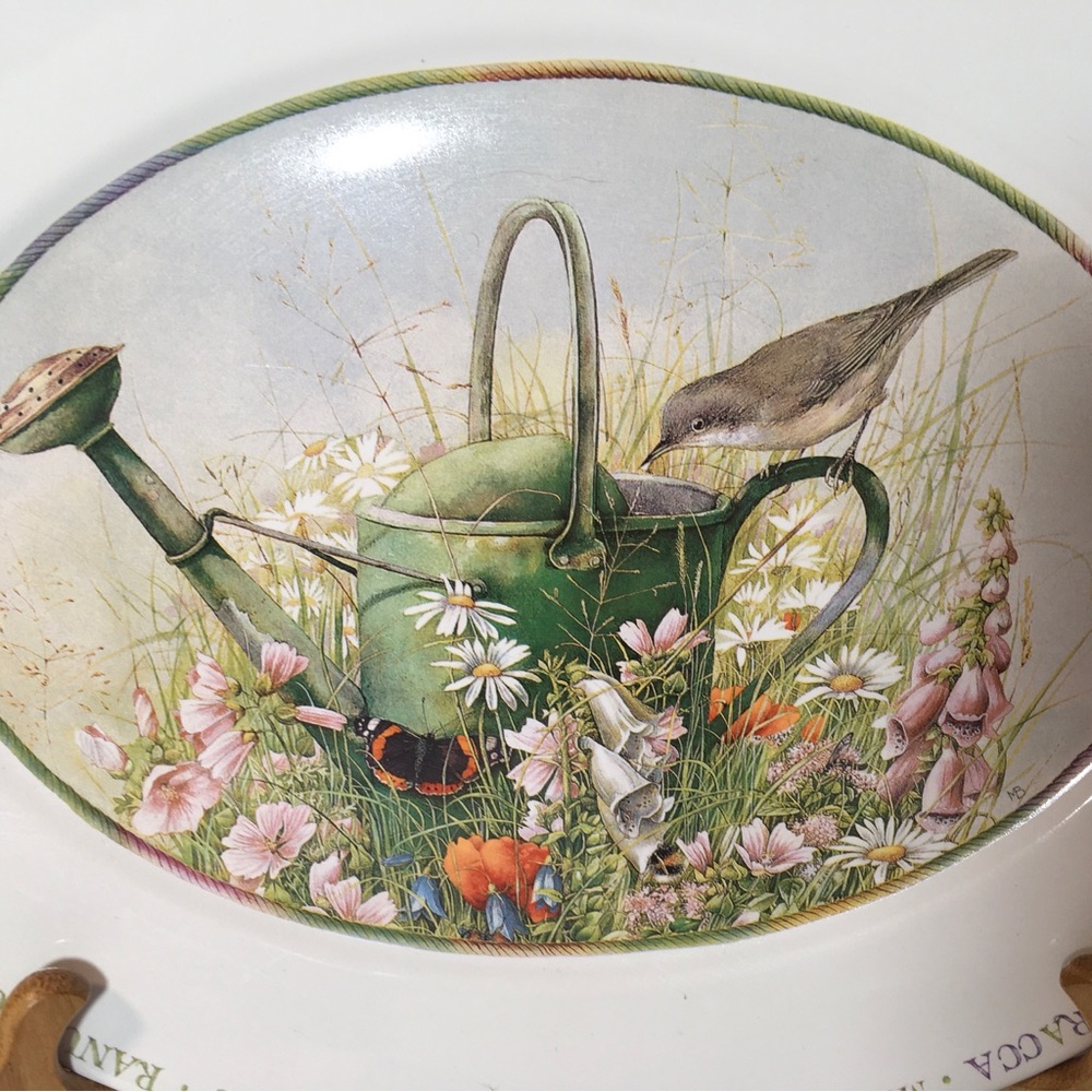Marjolein Bastin Wildflower Meadow 14"  Oval Serving Platter Bird Watering Can